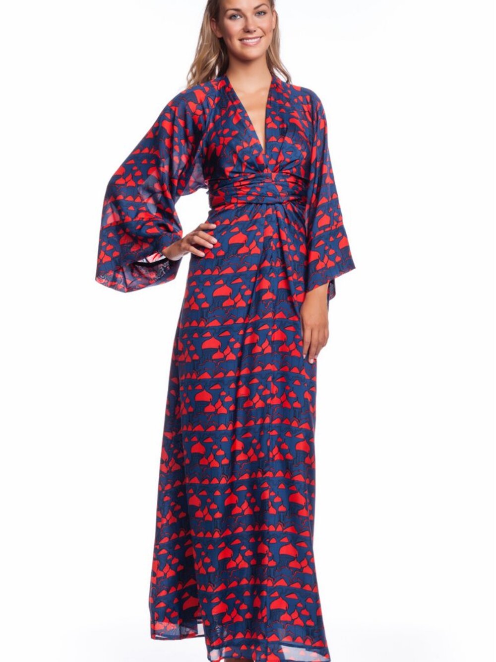 Issa London Chiffon Printed Kimono Maxi Dress Navy Onion Dome Collection